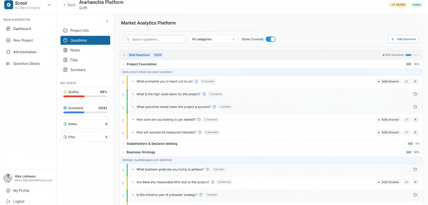 Scout - Client Discovery & Requirements Tool screenshot
