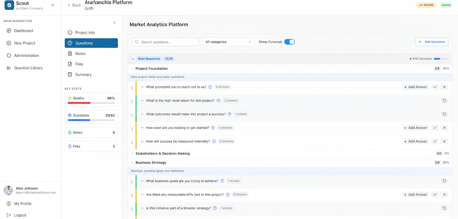 Scout - Client Discovery & Requirements Tool screenshot